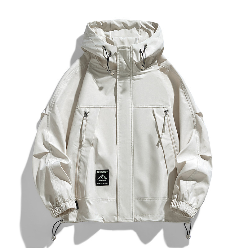 Meeste sügis- ja talvine mitme taskuga lahtise tööriistaga puuvillane jope kapuutsiga Hongkongi stiilis trendikas top, universaalsed ühevärvilised riided