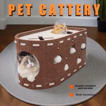 Φωλιά για γάτες από τσόχα Four Seasons, ενσωματωμένη, ανθεκτική στη φθορά, χωρίς ξύσιμο, φωλιά ύπνου για γάτες διπλής στρώσης Cat Paradise