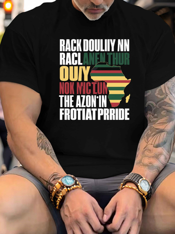 1 τεμάχιο ανδρικό καλοκαιρινό μπλουζάκι Plus Size, με στρογγυλή λαιμόκοψη, πολυεστέρα