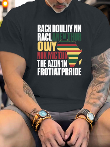 1 τεμάχιο ανδρικό καλοκαιρινό μπλουζάκι Plus Size, με στρογγυλή λαιμόκοψη, πολυεστέρα