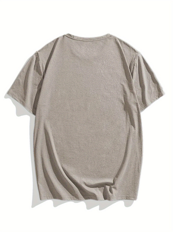 1 τεμάχιο ανδρικό καλοκαιρινό μπλουζάκι Plus Size, με στρογγυλή λαιμόκοψη, πολυεστέρα