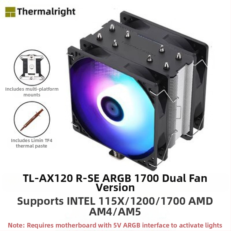 Limin AX120R SE arvuti CPU radiaator antigravitatsiooniline lauaarvuti ARGB ventilaator vaigistatud valge 1700/AM5