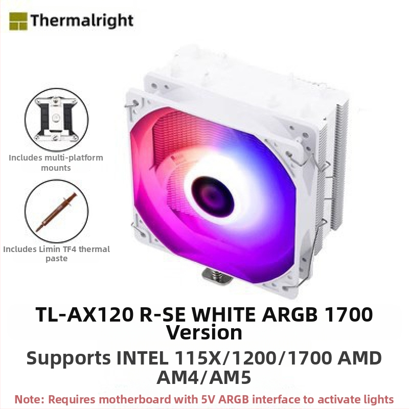 Limin AX120R SE arvuti CPU radiaator antigravitatsiooniline lauaarvuti ARGB ventilaator vaigistatud valge 1700/AM5