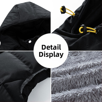 Plius dydžio rudens ir žiemos pūkinė medvilninė liemenė vyrams, nuimamas gobtuvas, sportiniai medvilniniai drabužiai, ėrienos aksominė liemenė, striukė, apsauganti nuo šalčio, storinanti