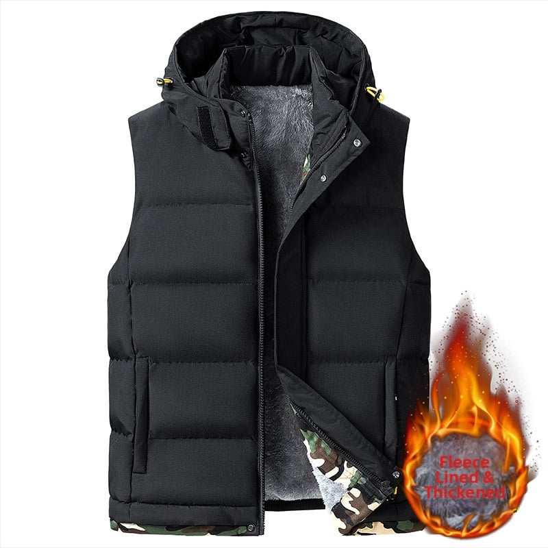 Vestă de bumbac cu glugă detașabilă pentru bărbați, toamnă și iarnă, cu puf, vestă de sport din bumbac, catifea de miel, vestă, jachetă de protecție la frig, îngroșare