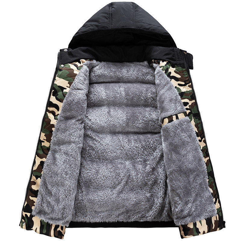 Plius dydžio rudens ir žiemos pūkinė medvilninė liemenė vyrams, nuimamas gobtuvas, sportiniai medvilniniai drabužiai, ėrienos aksominė liemenė, striukė, apsauganti nuo šalčio, storinanti