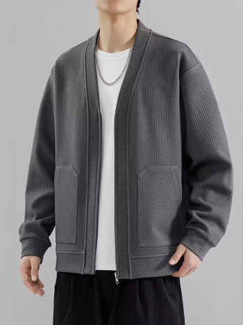 Meeste kevad- ja sügissuuruses äri- ja vabaaja kootud kardiganjakk, meeste paks ühevärviline pluss-paks ülisuur jakk