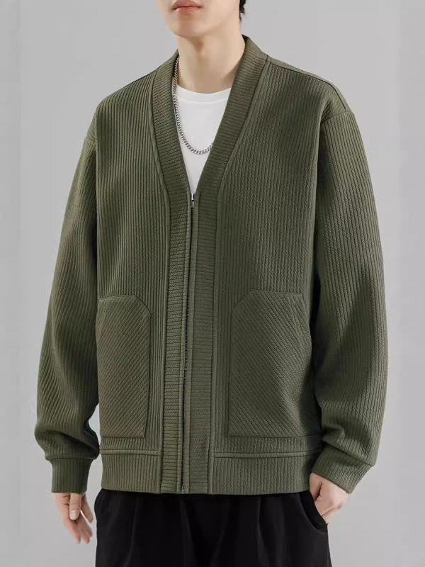 Meeste kevad- ja sügissuuruses äri- ja vabaaja kootud kardiganjakk, meeste paks ühevärviline pluss-paks ülisuur jakk