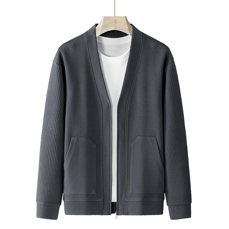 Meeste kevad- ja sügissuuruses äri- ja vabaaja kootud kardiganjakk, meeste paks ühevärviline pluss-paks ülisuur jakk