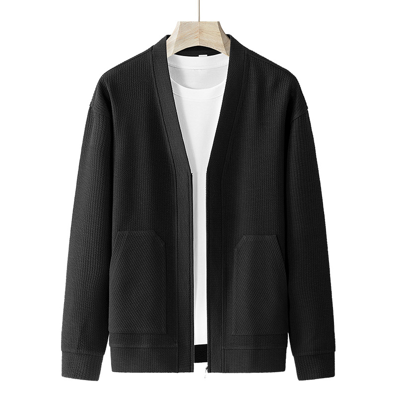 Meeste kevad- ja sügissuuruses äri- ja vabaaja kootud kardiganjakk, meeste paks ühevärviline pluss-paks ülisuur jakk