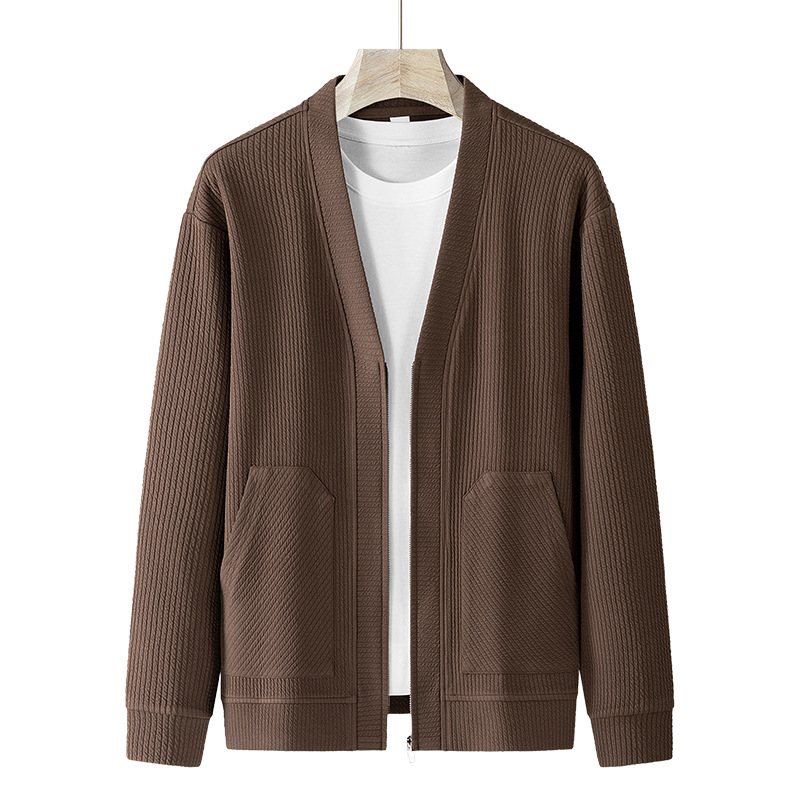 Meeste kevad- ja sügissuuruses äri- ja vabaaja kootud kardiganjakk, meeste paks ühevärviline pluss-paks ülisuur jakk