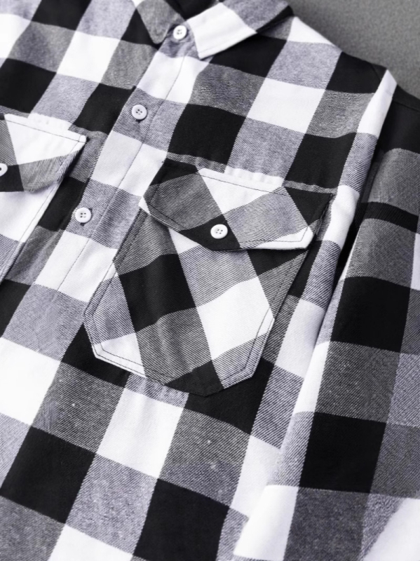 Cămașă cu mânecă lungă pentru bărbați, populară de la Amazon, de toamnă, pentru comerț exterior transfrontalier, de mărime mare, în carouri americane, cu mânecă lungă