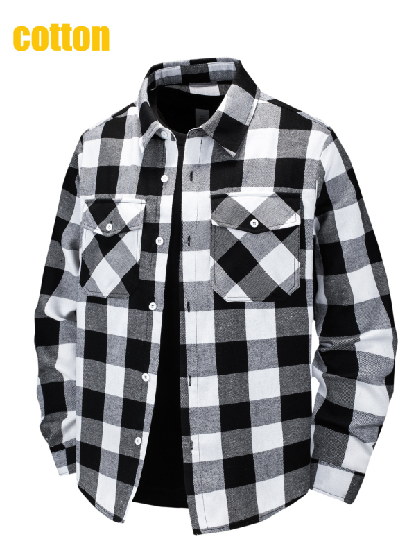 Cămașă cu mânecă lungă pentru bărbați, populară de la Amazon, de toamnă, pentru comerț exterior transfrontalier, de mărime mare, în carouri americane, cu mânecă lungă