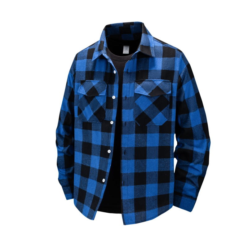 Cămașă cu mânecă lungă pentru bărbați, populară de la Amazon, de toamnă, pentru comerț exterior transfrontalier, de mărime mare, în carouri americane, cu mânecă lungă