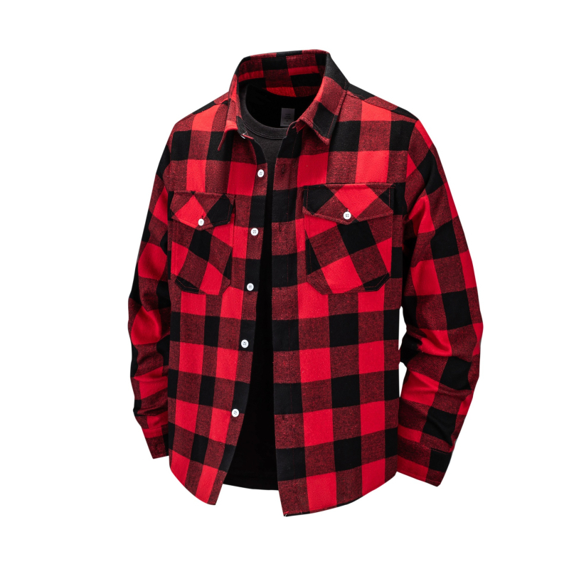 Cămașă cu mânecă lungă pentru bărbați, populară de la Amazon, de toamnă, pentru comerț exterior transfrontalier, de mărime mare, în carouri americane, cu mânecă lungă
