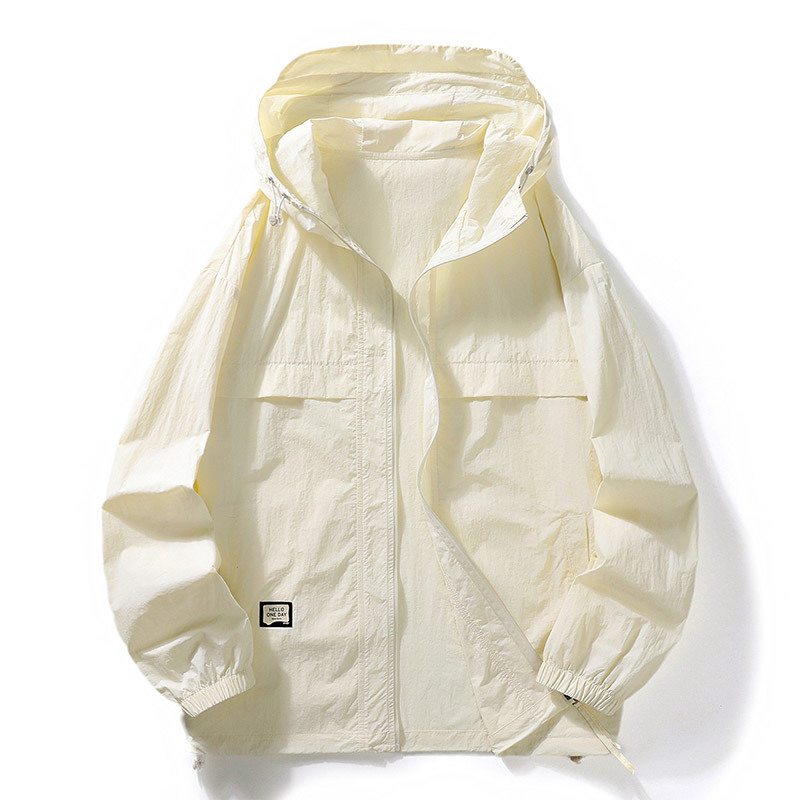 2025. aasta suvine uus ühevärviline paarile mõeldud jää päikesekaitseriietus meestele, suured lahtised heleda nahaga riided, meeste kapuutsiga jope