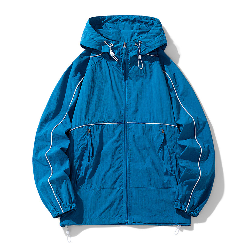 UPF50 päikesekaitsega meeste riided piiriülese väliskaubanduse pakkumiseks suurtele nahariietele suvine veekindel hingav kapuutsiga mantel Tide