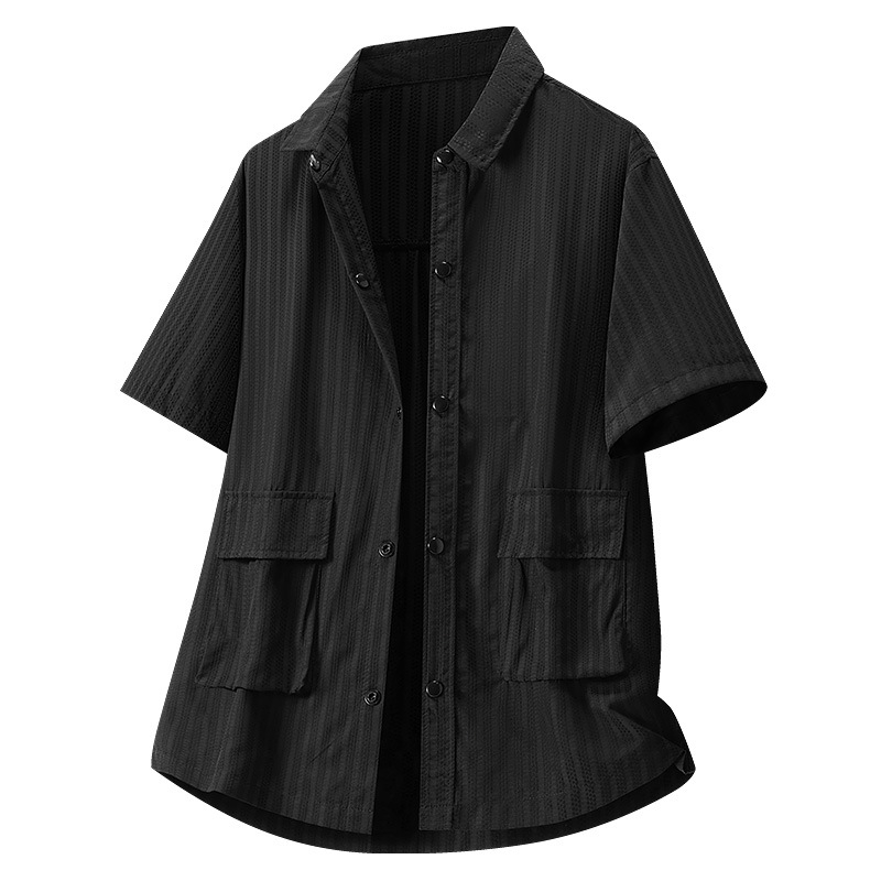 Meeste lahtine lühikeste varrukatega särk Suvine revääriga äriline vabaajasärk Mugav kiiresti kuivav triikimist mittevajav meeste trendikas meeste õueriietus