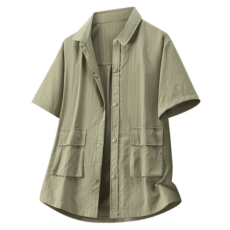 Meeste lahtine lühikeste varrukatega särk Suvine revääriga äriline vabaajasärk Mugav kiiresti kuivav triikimist mittevajav meeste trendikas meeste õueriietus