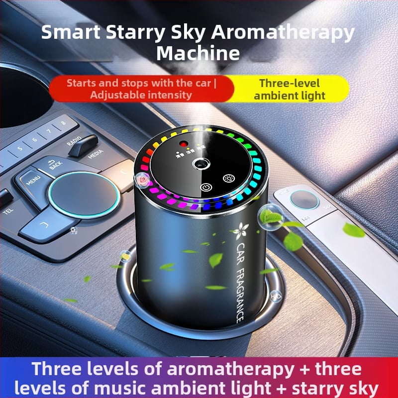 Lumină de atmosferă colorată cu stea pentru aromaterapie auto, aparat automat de pulverizare a parfumului, mașină de acasă cu dublă utilizare, aparat de aromaterapie cu lumină de atmosferă