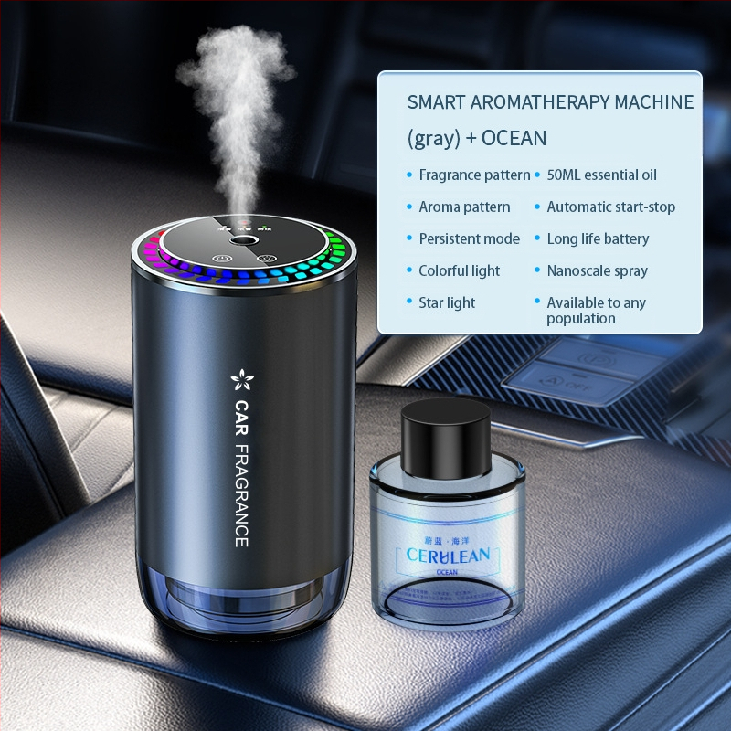 Krāsaina atmosfēras gaismas zvaigžņu augšdaļas aromterapijas mašīna automātiska smaržu izsmidzināšana automašīnas mājām divējāda lietojuma pikapa atmosfēras gaismas aromterapijas mašīna