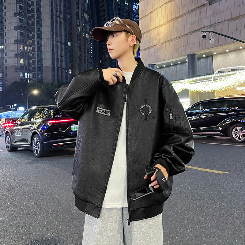 2024. aasta sügis-talve uus moesuund tikitud nahkmantel sametmantliga