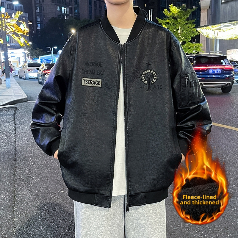 2024. aasta sügis-talve uus moesuund tikitud nahkmantel sametmantliga