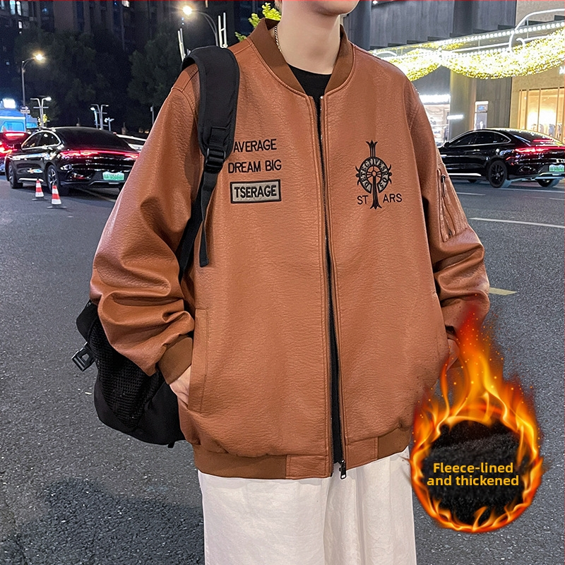 2024. aasta sügis-talve uus moesuund tikitud nahkmantel sametmantliga