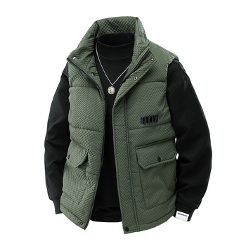 Madinga žieminė vyriška stora šilta medvilninė liemenė su stovinčia apykakle, vyriška 2025 m. nauja, plius dydžio, laisva liemenė