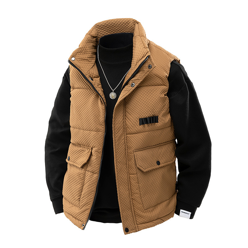 Madinga žieminė vyriška stora šilta medvilninė liemenė su stovinčia apykakle, vyriška 2025 m. nauja, plius dydžio, laisva liemenė