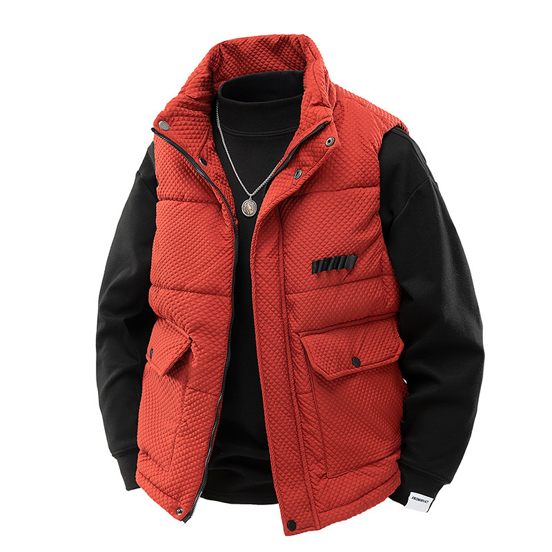 Madinga žieminė vyriška stora šilta medvilninė liemenė su stovinčia apykakle, vyriška 2025 m. nauja, plius dydžio, laisva liemenė