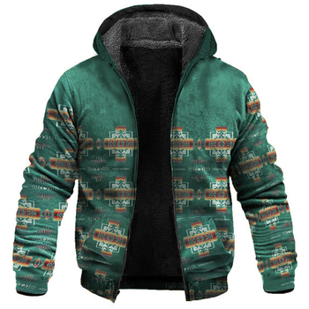 Трансгранична независима станция, нов зимен мъжки пуловер с качулка и щампа, универсално свободно палто с дебел цип и подплата от полар