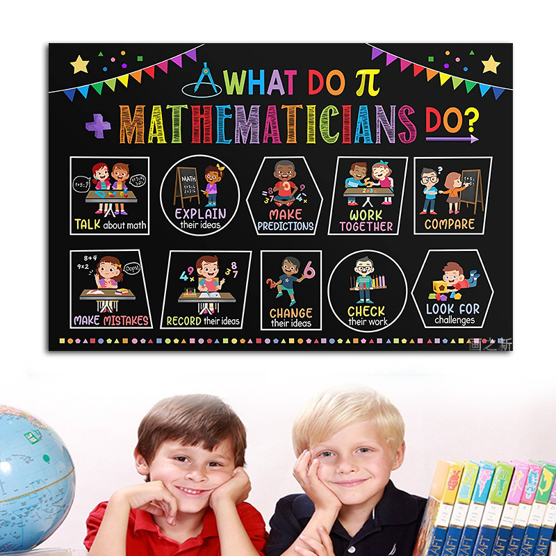 Piiriülene allikas õpetaja klassiruum inglise kiri inspireeriv plakat spreivärviga värvitud matemaatiline valem klassiruumi seinakaunistus maali südamik