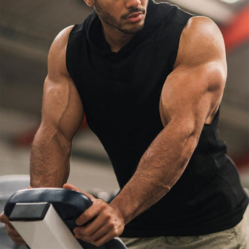 Ανδρικό μπλουζάκι Amazon 2023 μονόχρωμο με κουκούλα, αμάνικο, αθλητικό, γυμναστήριο, ευρωπαϊκά και αμερικανικά ανδρικά ρούχα, φαρδύ γιλέκο