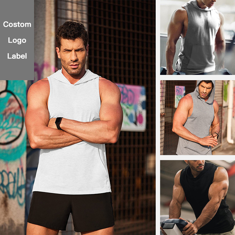 2023. aasta Amazoni meeste T-särk, ühevärviline kapuutsiga, varrukateta spordi-, fitness- ja Euroopa ning Ameerika meeste lahtine vest, meeste riided