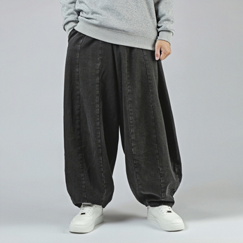 Ανδρικό παντελόνι Lantern σε στυλ ιαπωνικού στυλ, άνοιξης και φθινοπώρου 2025, νέο, μεγάλο μέγεθος, με ρετρό, χαλαρό χαρέμι και ίσια γραμμή, σε στυλ Χονγκ Κονγκ, σε φαρδιά γραμμή.