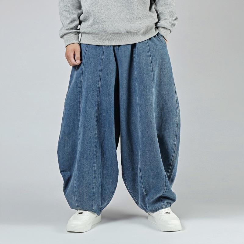 2025. aasta kevad- ja sügisesed meeste uued laterna suured suurused Jaapani stiilis retrohõbedased haaremipüksid, sirge säärega, Hongkongi stiilis laiad teksad