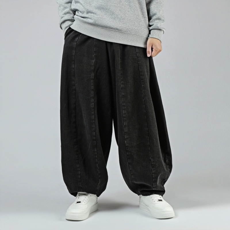 2025. aasta kevad- ja sügisesed meeste uued laterna suured suurused Jaapani stiilis retrohõbedased haaremipüksid, sirge säärega, Hongkongi stiilis laiad teksad