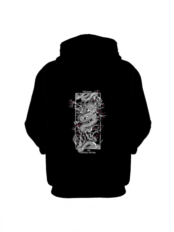 Креативен суичър с качулка с пълноцветен 3D дигитален принт отзад и отпред, с графити