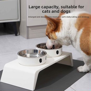 Μπολ για κατοικίδια, αντικραδασμικό μπολ για γάτες, προστασία λαιμού γάτας, μπολ τροφής για γάτες για σκύλους, διπλό μπολ από ανοξείδωτο ατσάλι, διασυνοριακό, νέο μπολ για σκύλους χονδρικής