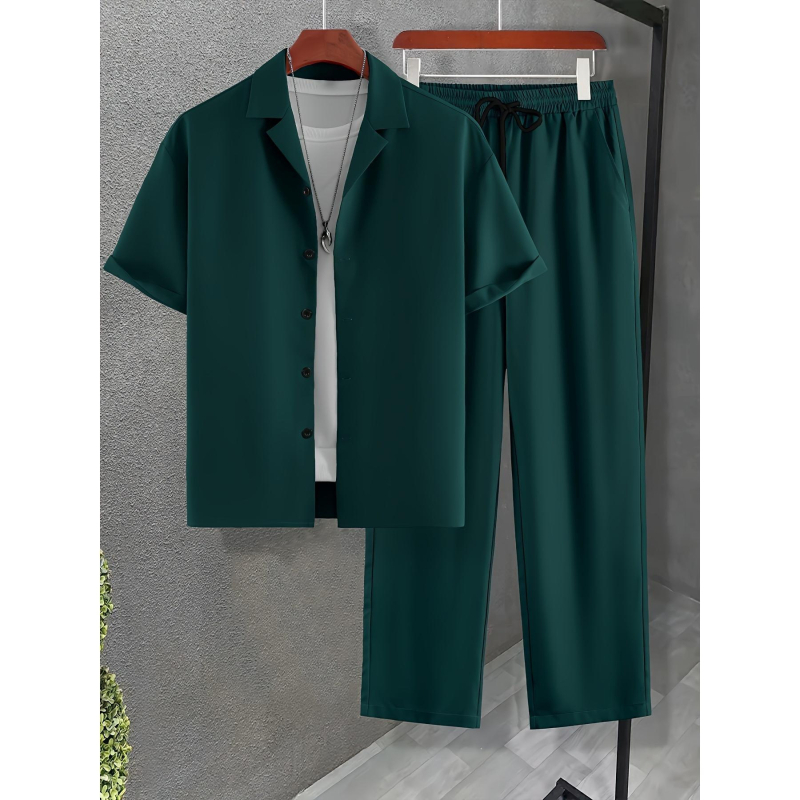 Piiriülene suvine meeste ülikond, mugav ja mitmekülgne, neljas suunas elastne ja lahe Hawaii särk, noorte revääriga topp