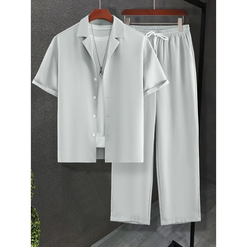 Piiriülene suvine meeste ülikond, mugav ja mitmekülgne, neljas suunas elastne ja lahe Hawaii särk, noorte revääriga topp