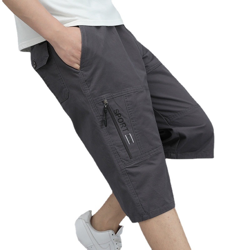 Meeste kodu Puuvillast lahtised kodu Viiepunktilised rannapüksid Suvised vabaaja- ja suured püksid paksudele meestele