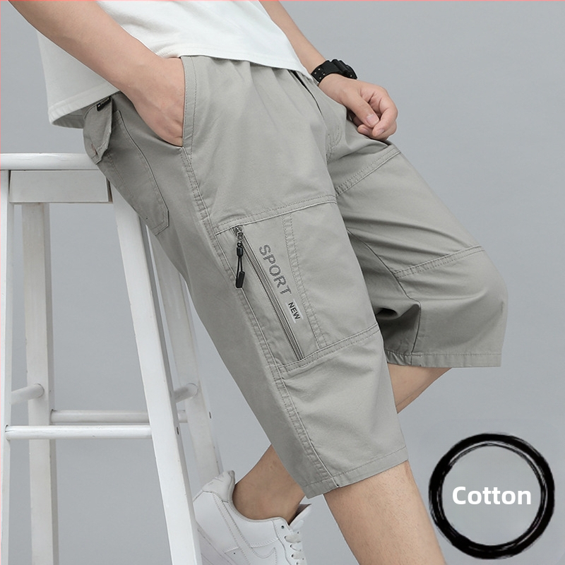 Meeste kodu Puuvillast lahtised kodu Viiepunktilised rannapüksid Suvised vabaaja- ja suured püksid paksudele meestele