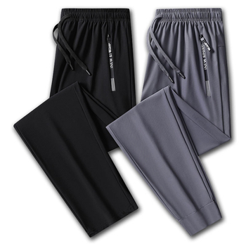 Ανδρικό παντελόνι Ice Silk casual, λεπτό, υψηλής ελαστικότητας, γρήγορο στέγνωμα, μακρύ, καλοκαιρινό παντελόνι, σε φαρδιά γραμμή, για άνδρες, σε μέγεθος plus size.