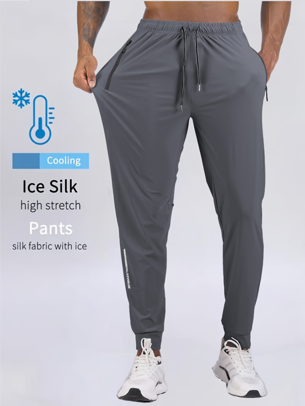Eriti suur Ice Silk vabaajapüksid meestele, õhukesed, elastsed ja kiiresti kuivavad suvised pikad püksid, pluss-suuruses lahtised spordipüksid