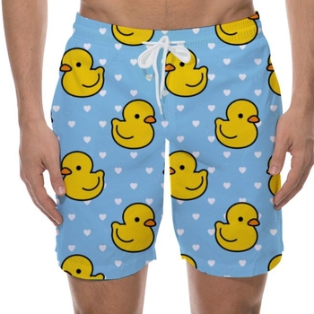 Piiriülesed vabaaja meeste ujumispüksid, Euroopa ja Ameerika stiilis, mugavad, hingavad ja huvitava koomiksiga pardiprindiga rannapüksid rannas surfamiseks