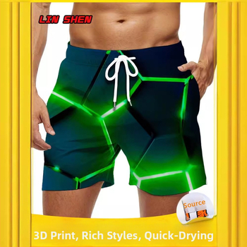 2024. aasta uued piiriülesed suvised rannapüksid meeste kiiresti kuivavad 3D-digitaaltrükiga vabaajapüksid tehase otsemüügist