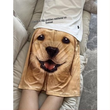 Σορτς πιτζάμας με χρυσά μαλλιά, γρήγορο στέγνωμα, ανδρικά casual παντελόνια, παντελόνια ζευγαριού, αστεία, χαριτωμένα αθλητικά παντελόνια με κεφάλι σκύλου