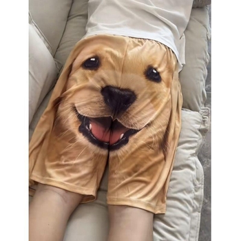 Σορτς πιτζάμας με χρυσά μαλλιά, γρήγορο στέγνωμα, ανδρικά casual παντελόνια, παντελόνια ζευγαριού, αστεία, χαριτωμένα αθλητικά παντελόνια με κεφάλι σκύλου